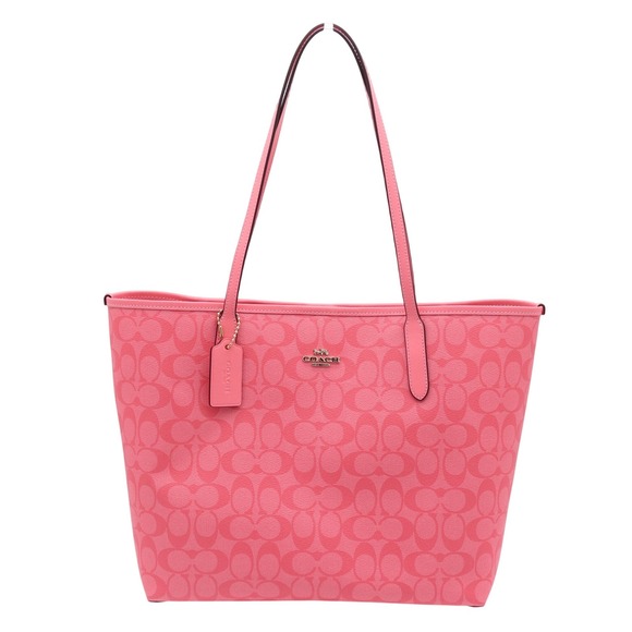 Coach Handbags - Coach City Tote Signature Canvas Pink Floral Interior Shoulder Bag